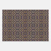 ネイビーと金ゴールドスクエアマンダララッピング紙シート ラッピングペーパーシート (正面)