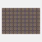 ネイビーと金ゴールドスクエアマンダラ ラッピングペーパーシート (正面3)