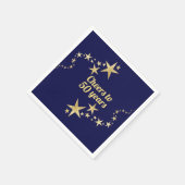 ネイビーと金ゴールドスター応援へ50年誕生日 スタンダードカクテルナプキン (角)