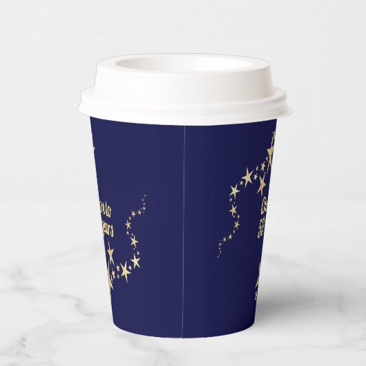 ネイビーと金ゴールドスター応援へ50年誕生日 紙コップ (右)