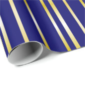 ネイビーと金ゴールドストライプパターンギフトラップ ラッピングペーパー (ロールコーナー)