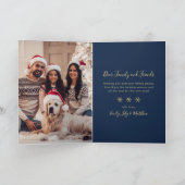 ネイビーと金ゴールドスノーフレーク6フォトコラージクリスマス シーズンカード (内部)