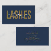 ネイビーと金ゴールドタイポグラフィの点滅 名刺 (正面/裏面)