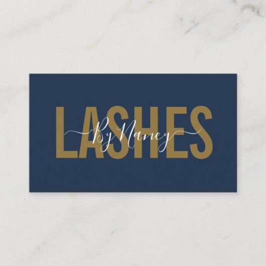 ネイビーと金ゴールドタイポグラフィの点滅 名刺 (正面)