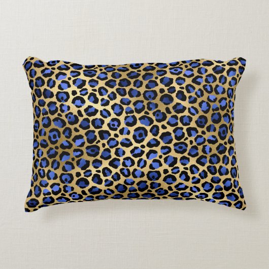 ネイビーと金ゴールドチータープリント アクセントクッション (正面)