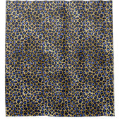 ネイビーと金ゴールドチータープリント シャワーカーテン (正面)