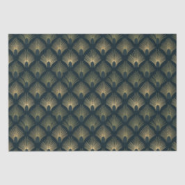 ネイビーと金ゴールドパーム – ピーコックアールデコティッシュペーパー 薄葉紙