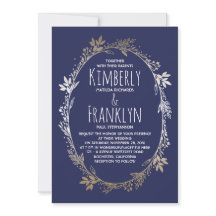 ネイビーと金ゴールドフローラ結婚リース