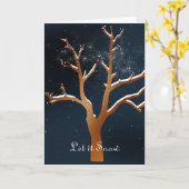 ネイビーと金ゴールドホリデースノーウィツリー カード (黄色い花)