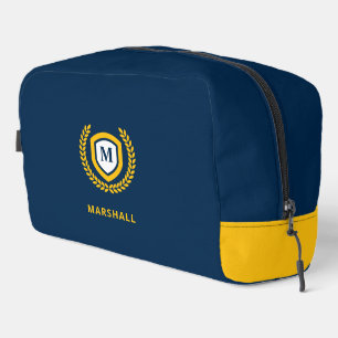 ネイビーと金ゴールドモノグラムのロゴクレスト ドップキット