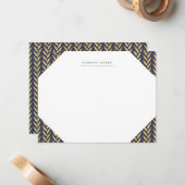 ネイビーと金ゴールドリーフのモノグラムの文房具 ノートカード (正面/裏面インサイチュ)