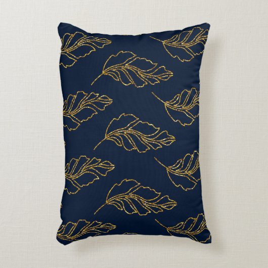 ネイビーと金ゴールドリーフアクセント枕 アクセントクッション (正面(垂直))