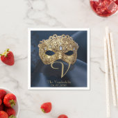 ネイビーと金ゴールド仮装モノグラムナプキン スタンダードカクテルナプキン (インサイチュ)