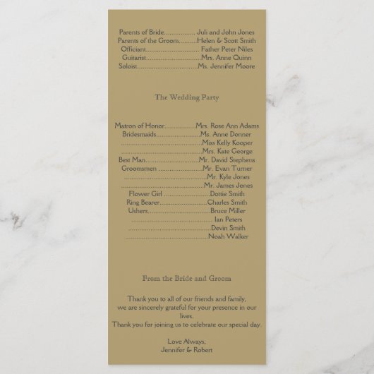 ネイビーと金ゴールド仮装結婚式 プログラム (裏面)