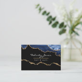 ネイビーと金ゴールド大切アゲート石名刺 名刺 (スタンド正面)