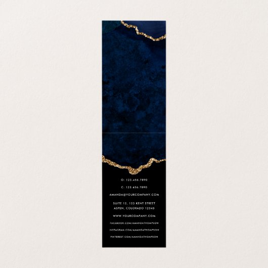 ネイビーと金ゴールド大切アゲート石名刺 名刺 (内部フラット)