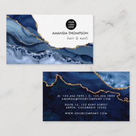 ネイビーと金ゴールド大切アゲート石名刺 名刺