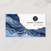 ネイビーと金ゴールド大切アゲート石名刺 名刺 (正面)