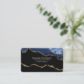 ネイビーと金ゴールド大切アゲート石名刺 名刺 (スタンド正面)