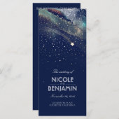 ネイビーと金ゴールド射撃、 発砲スターナイト結婚式 プログラム (正面/裏面)