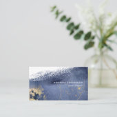 ネイビーと金ゴールド月筆ストロークの名刺 名刺 (スタンド正面)