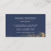 ネイビーと金ゴールド月筆ストロークの名刺 名刺 (裏面)