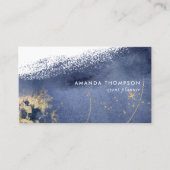 ネイビーと金ゴールド月筆ストロークの名刺 名刺 (正面)