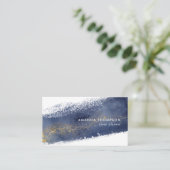 ネイビーと金ゴールド月筆ストロークの名刺 名刺 (スタンド正面)