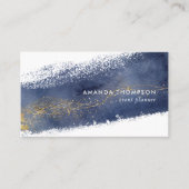 ネイビーと金ゴールド月筆ストロークの名刺 名刺 (正面)