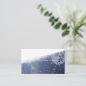 ネイビーと金ゴールド月筆ストロークの名刺 名刺 (スタンド正面)