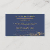 ネイビーと金ゴールド月筆ストロークの名刺 名刺 (裏面)