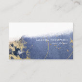 ネイビーと金ゴールド月筆ストロークの名刺 名刺 (正面)