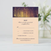 ネイビーと金ゴールド結婚のストリングライトRSVP 出欠カード (スタンド正面)