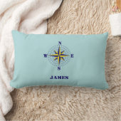 ネイビーと金ゴールド航海のコンパスのバラ ランバークッション (ブランケット)