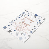 ネイビーと銅の星ベビーシャワー招待状sip&see 箔招待状 (回転した状態)