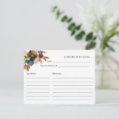 ネイビーと錆の水の色の花ホワイトレシピカード ポストカード (スタンド正面)