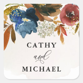 ネイビーと錆の水の色ボホフローラ スクエアシール