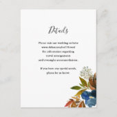 ネイビーと錆の水カラーフローラ結婚の詳細 エンクロージャーカード (正面)