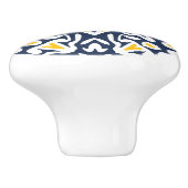 ネイビーと黄色の地中海のタイル模様 セラミックノブ (側面)