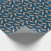 ネイビーのかわいいニンジン柄 ラッピングペーパー (角)