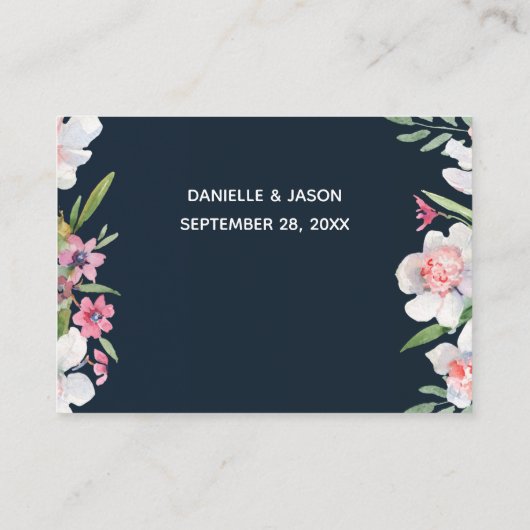 ネイビーのエンクロージャカード結婚に白い水仙 エンクロージャーカード (裏面)