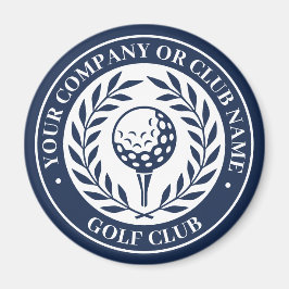 ネイビーのカスタムネーム入りクラシックゴルフ勝利の月桂樹のリース マグネット