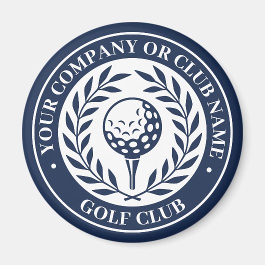 ネイビーのカスタムネーム入りクラシックゴルフ勝利の月桂樹のリース マグネット (正面)