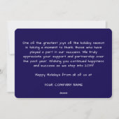 ネイビーのカスタムロゴ入りクリスマスビジネスサンクスカード シーズンカード (裏面)