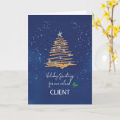 ネイビーのクライアント用クリスマスツリー カード (黄色い花)