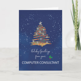 ネイビーのコンピューター・コンサルタントのクリスマスツリー カード