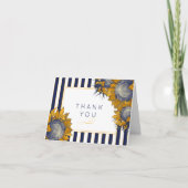 ネイビーのストライプとひまわり　サンキューカード サンキューカード (正面)