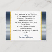 ネイビーのストライプ、アンカー、海洋  ギフト登録 エンクロージャーカード (裏面)