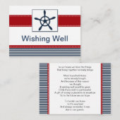 ネイビーのストライプ、ルーダー、航海の願い事カード エンクロージャーカード (正面/裏面)