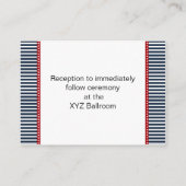 ネイビーのストライプ、灯台、航海の受付カード エンクロージャーカード (裏面)